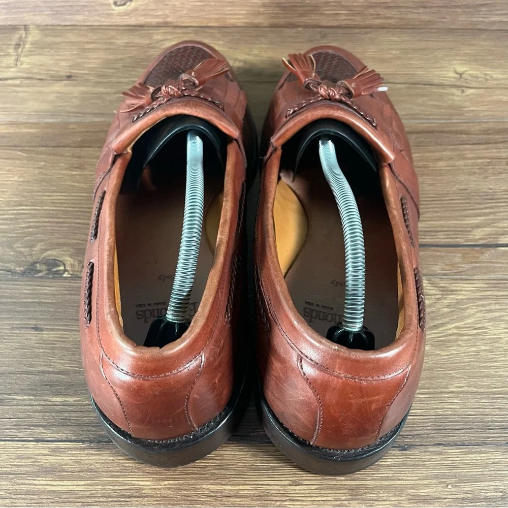 Allen Edmonds Brown Woven Leather Tassel Loafers